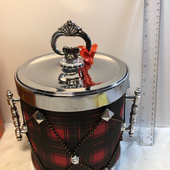 Vintage Tartan Ice Bucket with Lid,  Hong Kong Drum style With Original Box - Picture 10 of 16